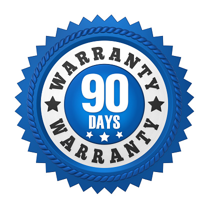 90 Days Warranty Badge solated on white background. 3D render